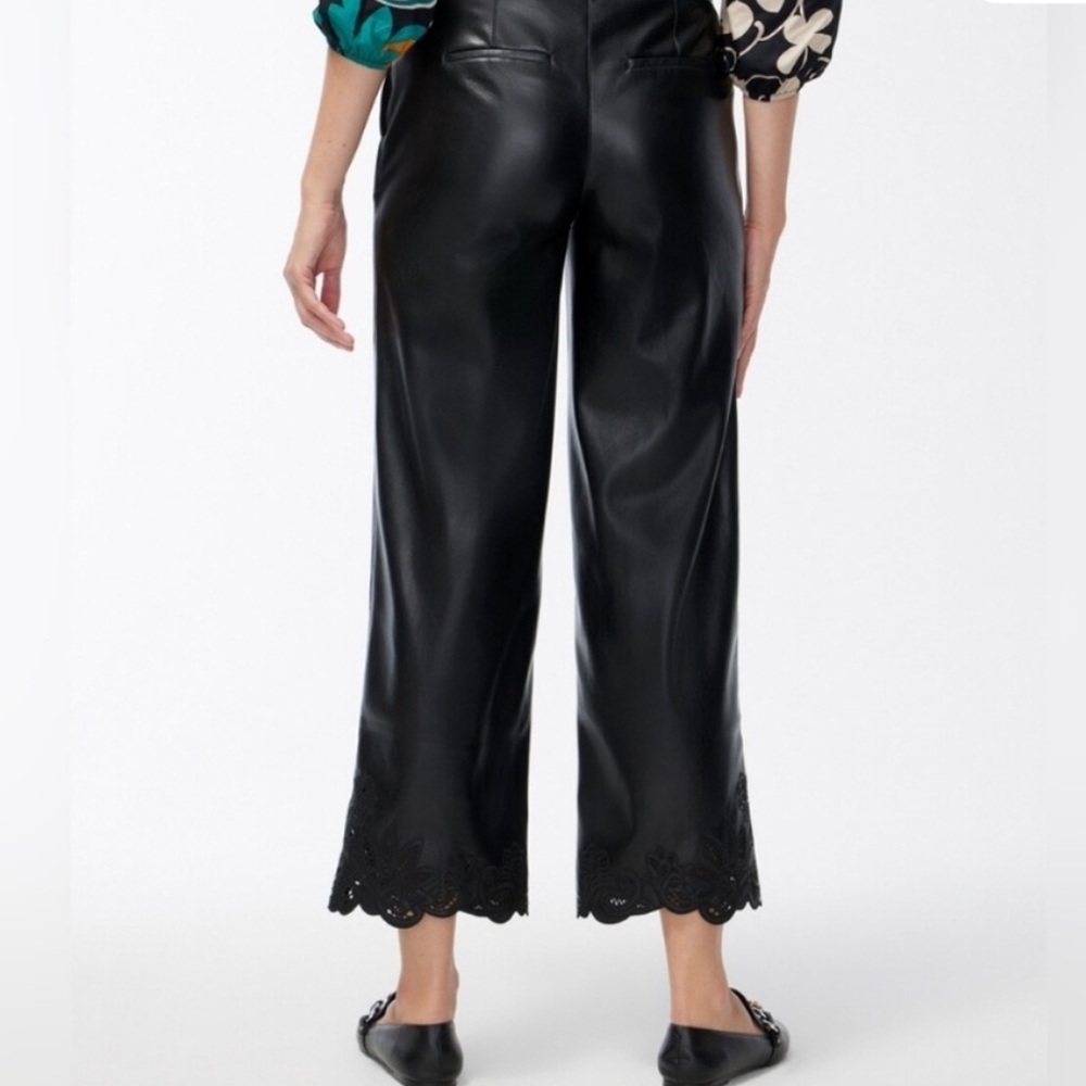 MAKE AN OFFER - CHICOS Black Cropped Wide Leg Pants with Embroidered Hem - Picture 2 of 6